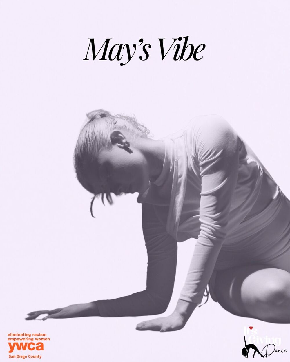May's Vibe poster: black-and-white contemporary dancer kneeling on the floor